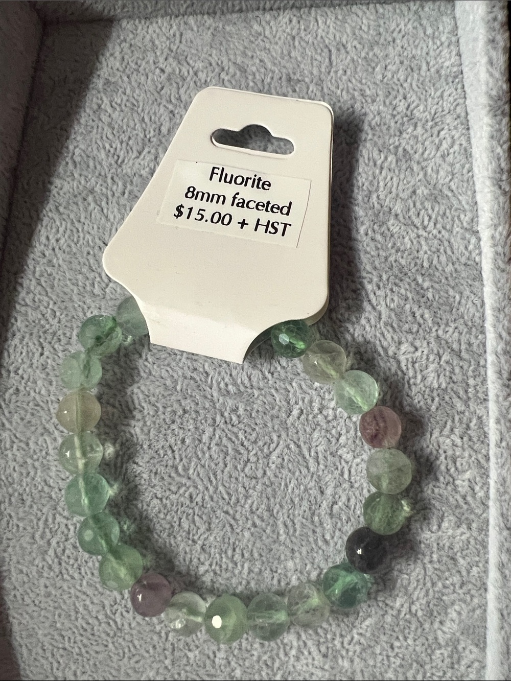 Fluorite Faceted 8mm Bead Stretch Bracelet - Green Multi